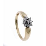 Brillant-Ring GG/WG 585/000 mit 9 Brillanten, zus. 0,20 ct W/P3, RG 56, 2,9 g