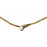 Akoyaperlen-Collier GG 585/000 mit einer Akoyaperle 7 mm, Federring, L. 45 - 40 cm, 18,0 g