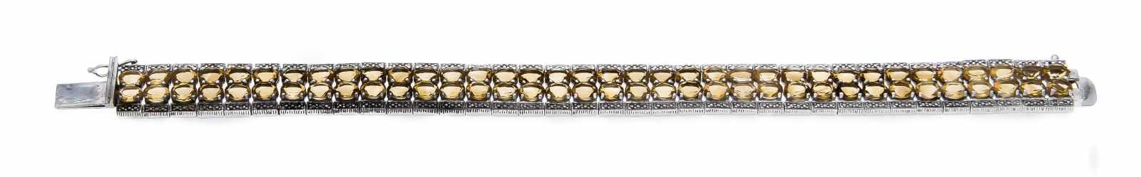 Citrin-Armband Silber 925/000 Harry Ivens mit oval fac. Citrinen 4,5 x 3 mm, Kastenschließe mit SI- - Image 2 of 2