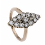 Brillant-Ring GG 585/000 mit 13 Brillanten, zus. 1,0 ct W/SI, RG 54, 3,6 g