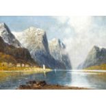 Paul Gehrmann (1861-1923), Berliner Maler, norwegischer Fjord, Öl/Lwd., u. li. sign., ber., rest. u.