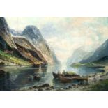 Albert Blaetter (1878 - 1935), deutscher Maler, tätig in Berlin, norwegischer Fjord, Öl/Lwd., u. re.