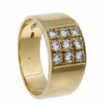 Brillant-Ring GG 750/000 mit 9 Brillanten, zus. 0,30 ct W / SI, RG 49, 6,1 g