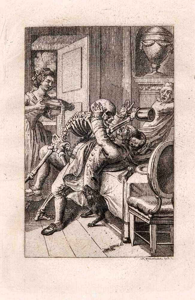 Johann Rudolf Schellenberg (1740-1806), Totentanz, Folge von 14 (von 24) Radierungen aus "Freund - Image 6 of 6