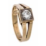 Brillant-Ring GG/WG 585/000 mit einem Brillanten 0,55 ct W/SI2, RG 60,4,7 g, Handarbeit