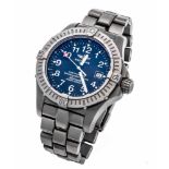 Breitling Herrenarmbanduhr Chronometer Automatik 3000 Meter Titan, E 1737018, 950512, läuft,