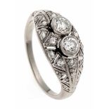 Altschliff-Diamant-Ring WG 585/000 mit 2 Altschliff-Diamanten, zus. 0,30 ct W/SI und Diamanten, RG