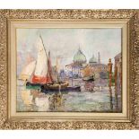 Sign. Richter, um 1920, impressionistische Ansicht von Venedig mit der Kuppel von Santa Maria