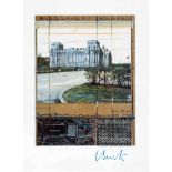 Christo (*1935), eigentlich Christo Vladimirov Javacheff, "Wrapped Reichstag", Farboffsetdruck mit