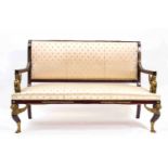 Sofa im klassizsitischen Stil, um 1900, Mahagoni massiv, stiltypische Bronzeapplikationen,