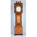 Regency-Bodenstanduhr mit Automat, England, um 1820, Mahagoni furniert u. Eiche massiv, Uhrengehäuse