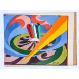 Giacomo Balla (1871-1958), "Canto Patriottico a Villa Borghese", Farbserigraphie, u. re. in Druck