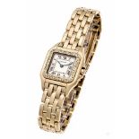 Cartier Brillant-Damenarmbanduhr Panthere GG 750/000, Quartz, läuft, besetzt mit 37 Diamanten,