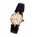 Cartier Damenarmbanduhr Vermeil Silber 925/000 vergoldet, Quartz, mit Jubilee-Zifferblatt, Saphir-