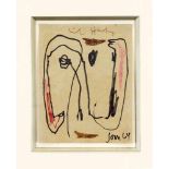 Asger Jorn (1914-1973), Komposition, Faserstifte auf bräunlich getöntem festem Werkdruckpapier,