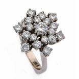 Brillant-Ring WG 585/000 mit einem Brillanten 0,31 ct TW/SI und 18 Brillanten, zus. 1,40 ct TW/VS,