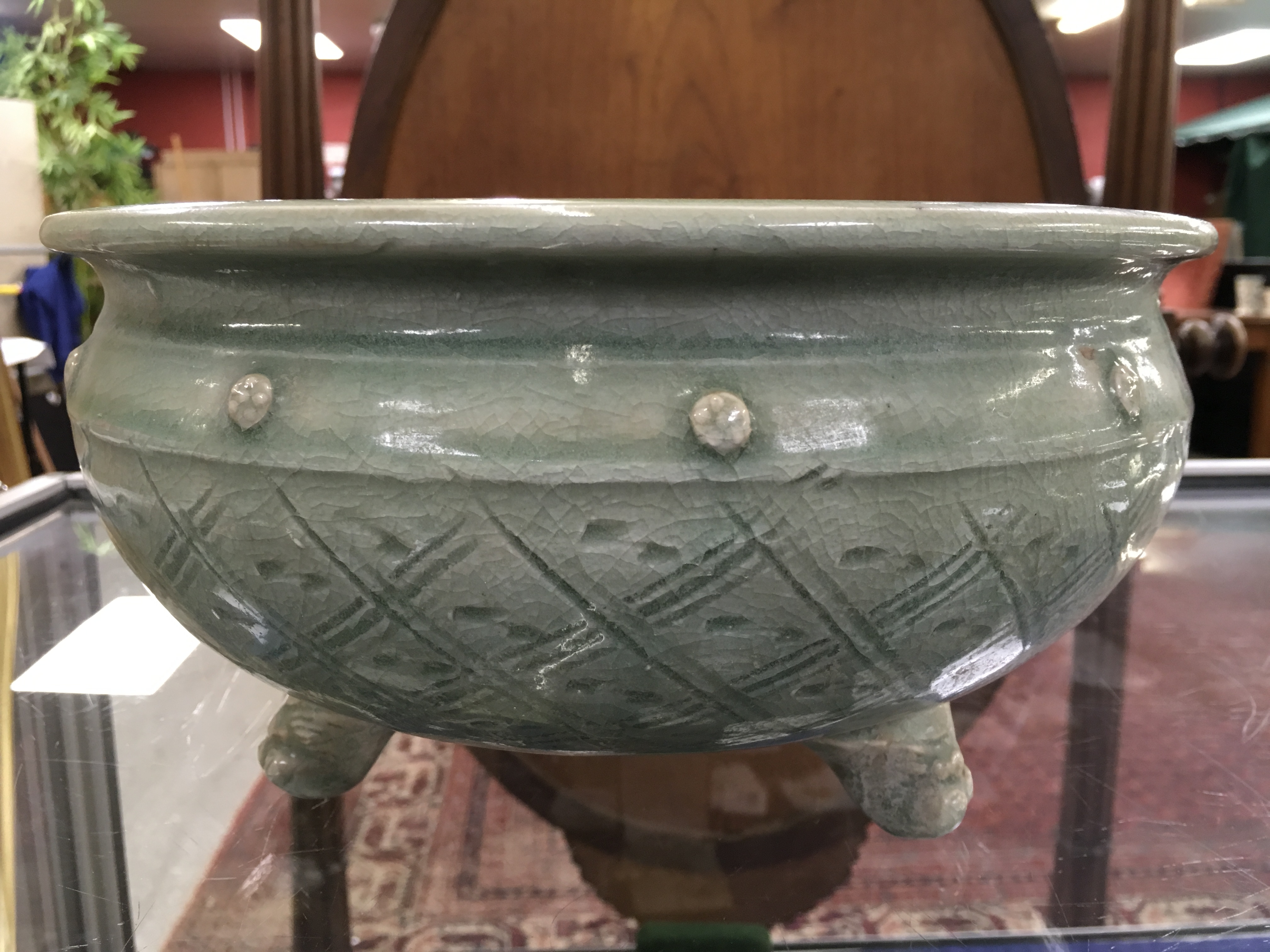 CHINESE CELADON BOWL ON TRIPOD FEET, - Image 7 of 8