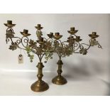 PAIR OF FRENCH CANDELABRA DECORATED WITH GRAPES AND VINES (ONE CANDLE HOLDER MISSING)