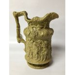 A CHARLES MEIGH RELIEF STONEWARE MOULDED "BACCHUS" JUG