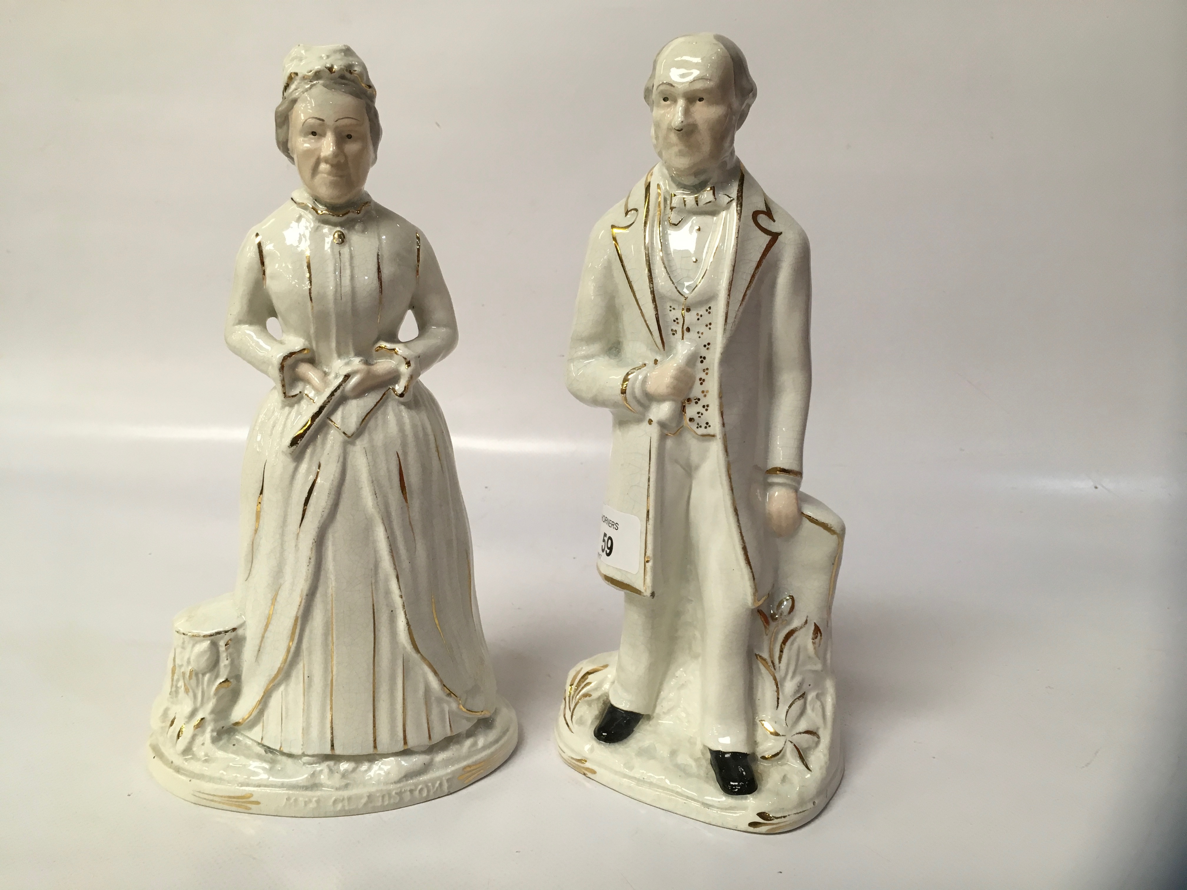 PAIR OF STAFFORDSHIRE FIGURES, MR AND MRS GLADSTONE,