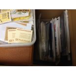 BOX OF GB AND OVERSEAS IN BINDERS AND LOOSE, SOME COVERS, TUB OF GERMAN BOOKLETS ETC.