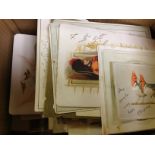 BOX OF VICTORIAN AND LATER GREETINGS CARDS (APPROX 100)