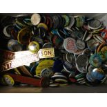 BOX OF CIRCA 1960 ONWARDS PIN BADGES,