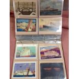 MIXED OLD TO MODERN POSTCARDS IN ALBUM AND TWO FOLDERS, SHIPPING, WENHASTON RP,