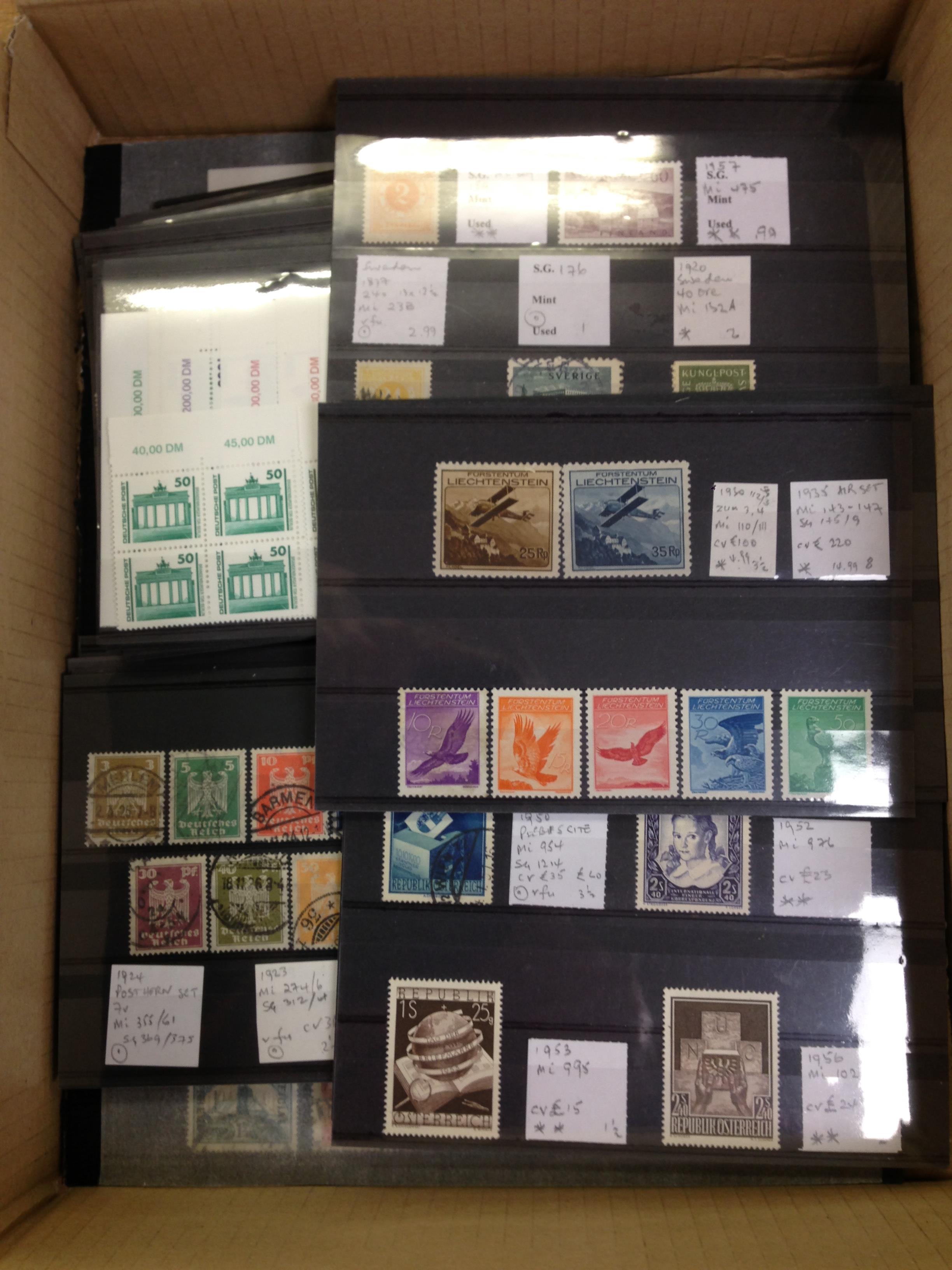 MIXED LOT ON STOCKCARDS, GERMANY, LIECHTENSTEIN, AUSTRIA ETC.