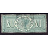 GB: 1891 £1 GREEN FINE USED, LIGHT PART CDS,