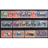 FALKLANDS: 1937-64 OG OR UM INCLUDING KG6 VALUES TO 5/-, 10/-,