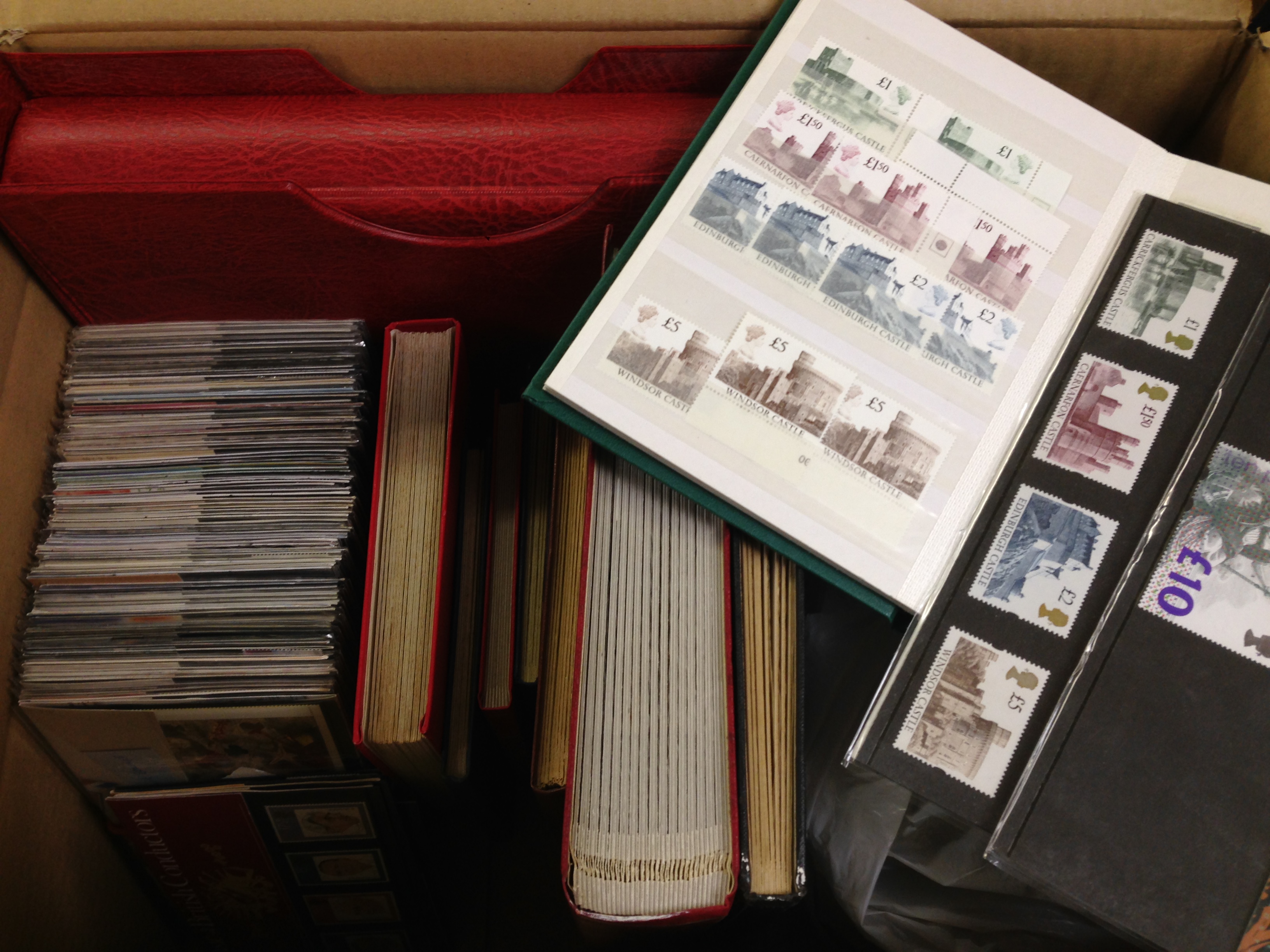 GB: BOX WITH PRESENTATION PACKS (APPROX 110), MINT AND USED IN ALBUM AND EIGHT STOCKBOOKS,