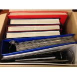 BOX OF ALL WORLD IN FOUR STOCKBOOKS AND TWO BINDERS, USA, EUROPE ETC.
