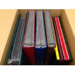 GB: BOX WITH ALBUM OF PRESENTATION PACKS, ALL REIGNS IN THREE STOCKBOOKS, YEAR BOOKS (4), MACHINS,