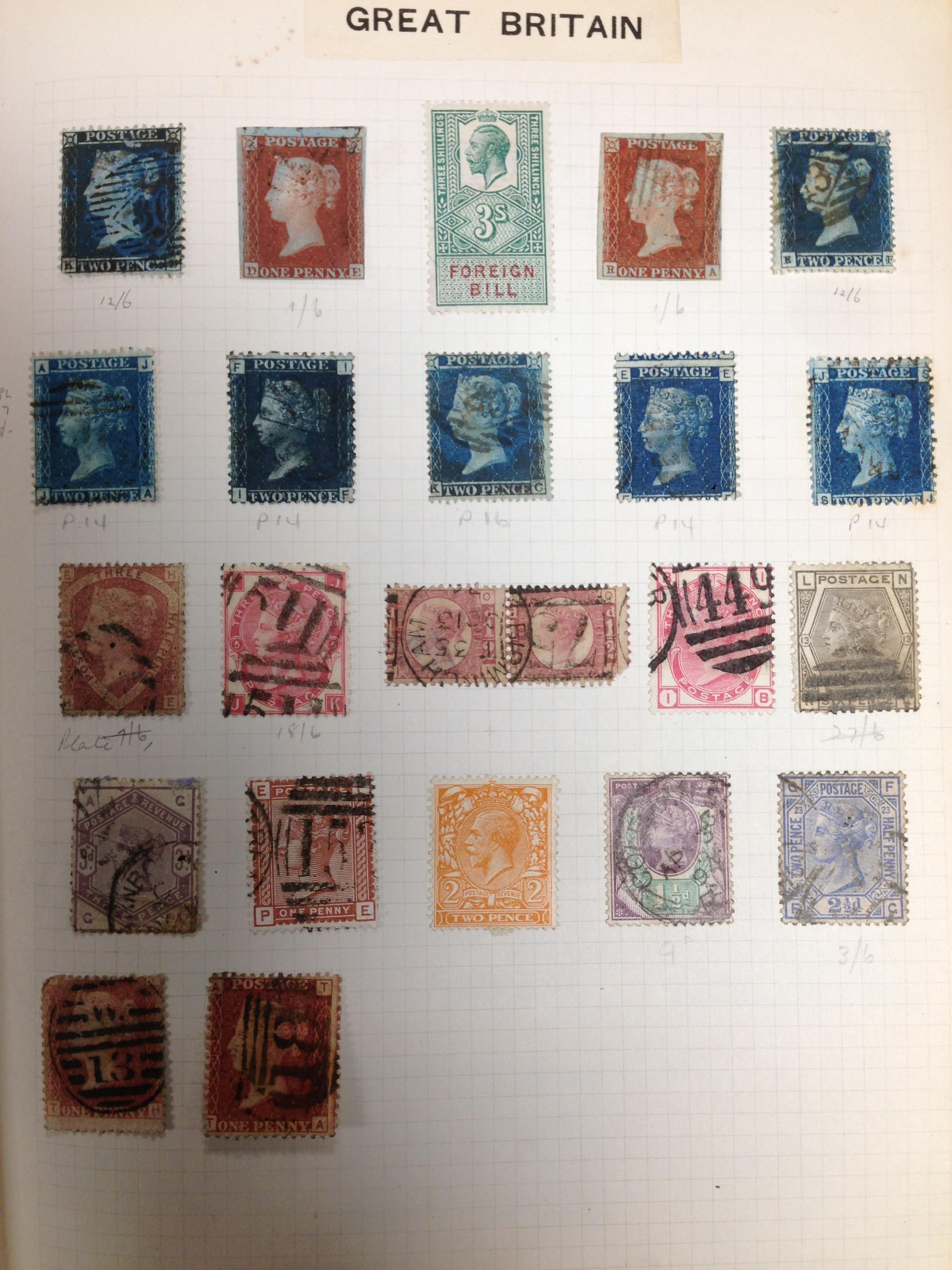 GENERAL COLLECTION IN TWO ALBUMS AND LOOSE, GB FROM QV 2d BLUES ETC.