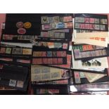 SMALL BOX OF ALL WORLD ON STOCKCARDS AND IN PACKETS, GB, NZ, MONACO, SWISS, NYASALAND, ETC.