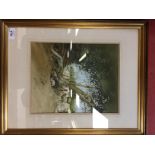 WATERCOLOUR, SHEEP RESTING UNDER A WILLOW, BEARING SIGNATURE, NEIL WESTWOOD,