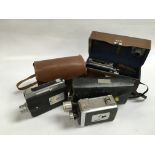 MAGAZINE CINE-KODAK EIGHT MODEL 90, BROWN LEATHER CASE AND STRAP PLUS EXTRA LENS AND CHARGER,