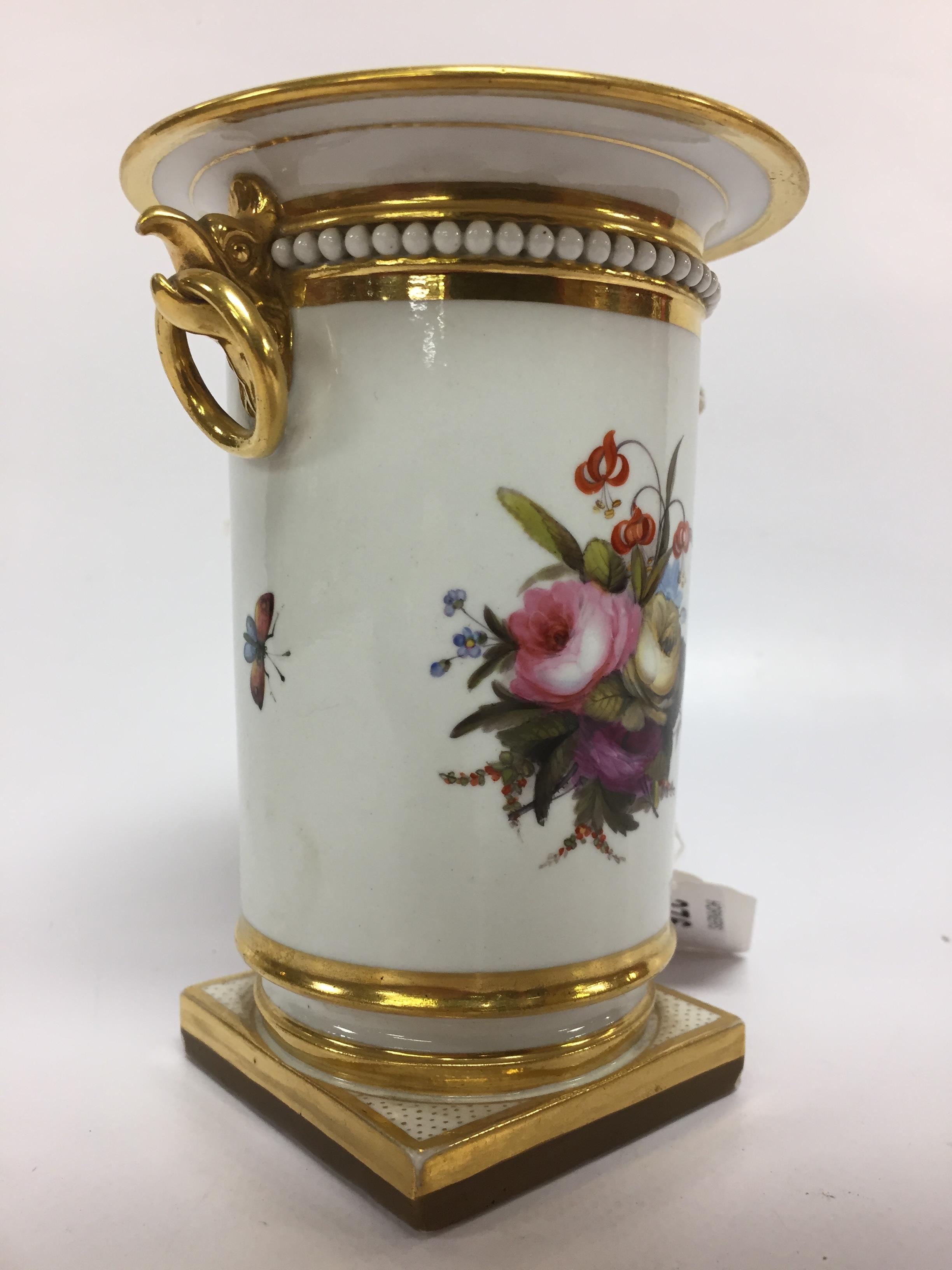 WORCESTER FLORAL DECORATED VASE BY FLIGHT BARR AND BARR 12. - Image 2 of 3