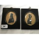 TWO SILHOUETTES PICTURES, PEN INSCRIPTION TO THE REVERSE - MR AND MRS MARSHALL,