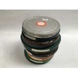 A COLLECTION OF 11 VINTAGE FILMS, IN CANS - LAND FROM THE NORTH SEA, MEXICO BEFORE CORTES, FLIGHT 1,