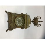 A C19TH GILT METAL MANTLE CLOCK,