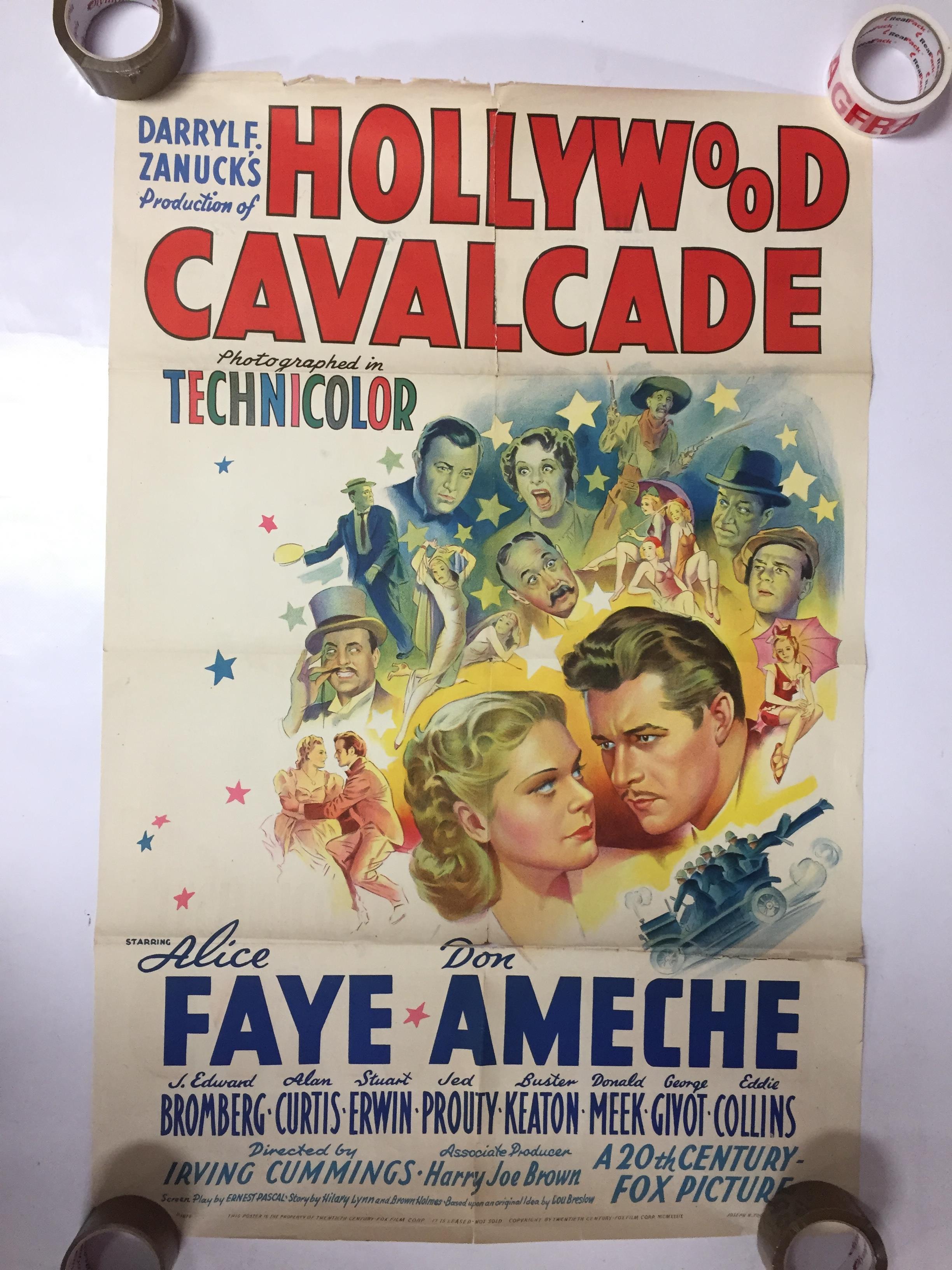 1940S COLOUR FILM POSTER 'HOLLYWOOD CAVALCADE' 68 X 102CM (POOR CONDITION) - Image 2 of 3