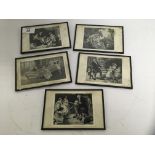 FIVE STEVEN-GRAPH TYPE MINIATURE SILK PICTURES