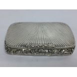 C19TH NORWEGIAN SILVER TOBACCO BOX OF CUSHION FORM, GADROON LID, PROB. BERGEN 1832. 13.