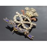 A MILITARY GOLD AND DIAMOND SWEETHEART BROOCH, NORTH STAFFORDSHIRE RGT.