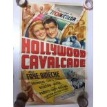 1940S COLOUR FILM POSTER 'HOLLYWOOD CAVALCADE' 68 X 102CM (POOR CONDITION)