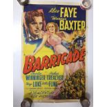 1940S COLOUR FILM POSTER 'BARRICADE' 68 X 102CM (POOR CONDITION)