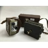 CORONET CINE MOVIE CAMERA ANASTIGMAT IN ORIGINAL LEATHER BROWN CASE,