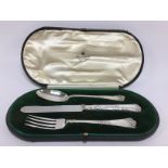 CASED EDWARDIAN SILVER CHRISTENING SET LONDON 1905.